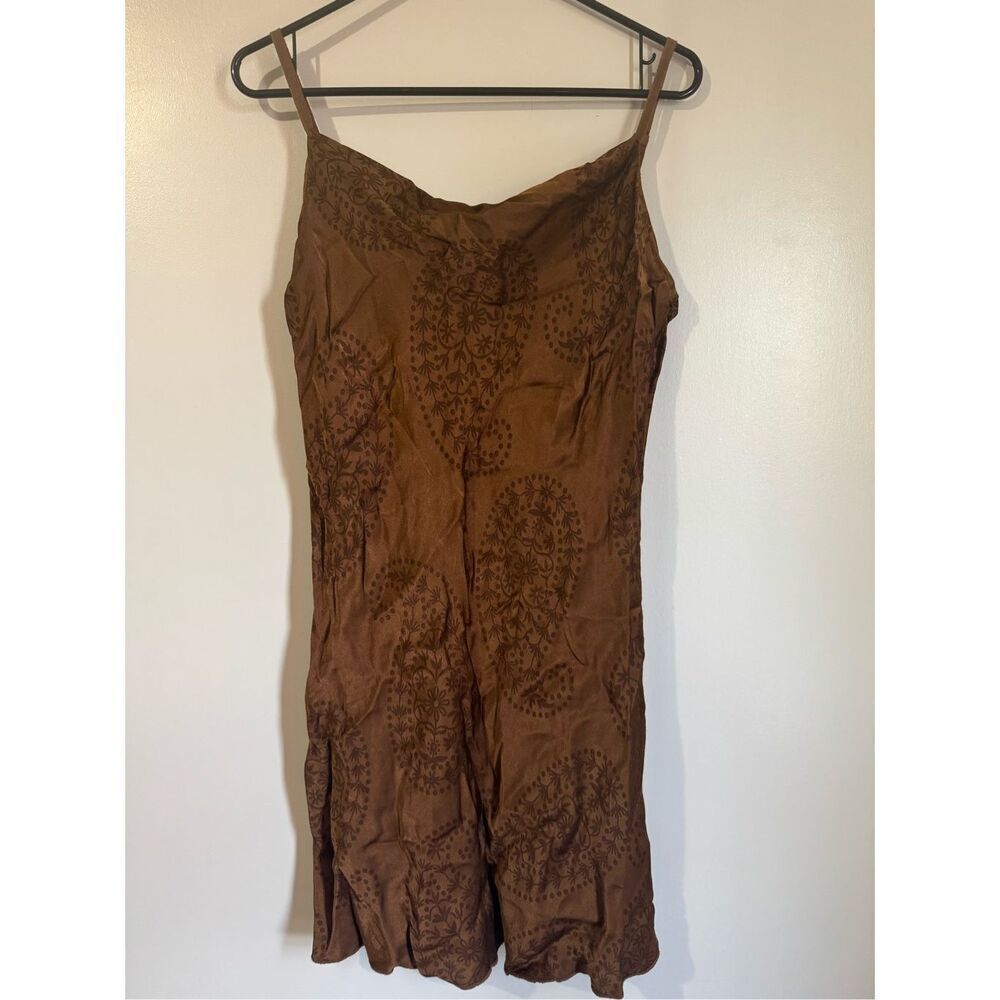 90’s Vintage Made in Italy women’s brown floral velvet paisley dress sz L Y2K bo - Picture 2 of 5